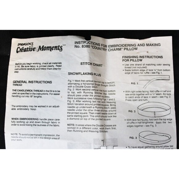 Vtg Paragon's Creative Moments Embroidery Heart Unfinished Handkerchief Panel - Picture 13 of 16